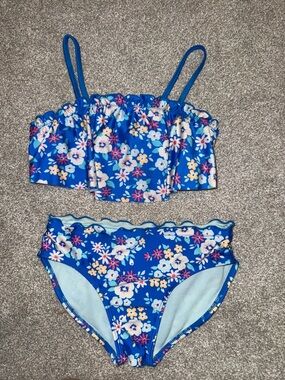 Cat N Jack girls Blue Floral Two-Piece Bikini Set 10/12